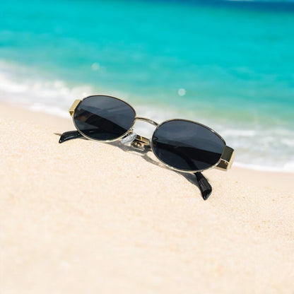 Vintage Oval Sunglasses Metal Frame